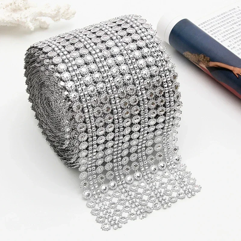 Hotfix Rhinestone Sheet - 1 Yard 16row Crystal Diamond Mesh