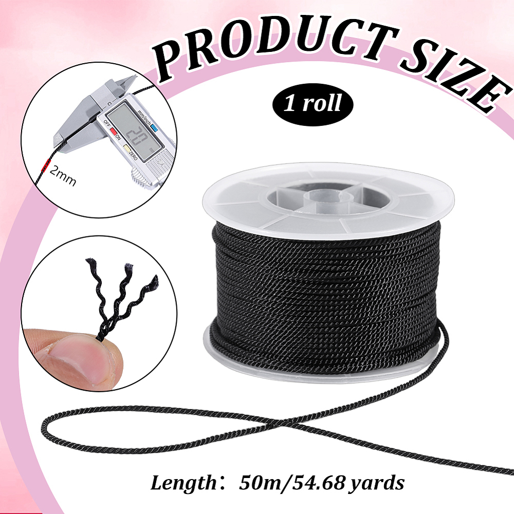 54.68 Yards Black Twisted Cord - Cord Trim Twisted ulasan dan harga