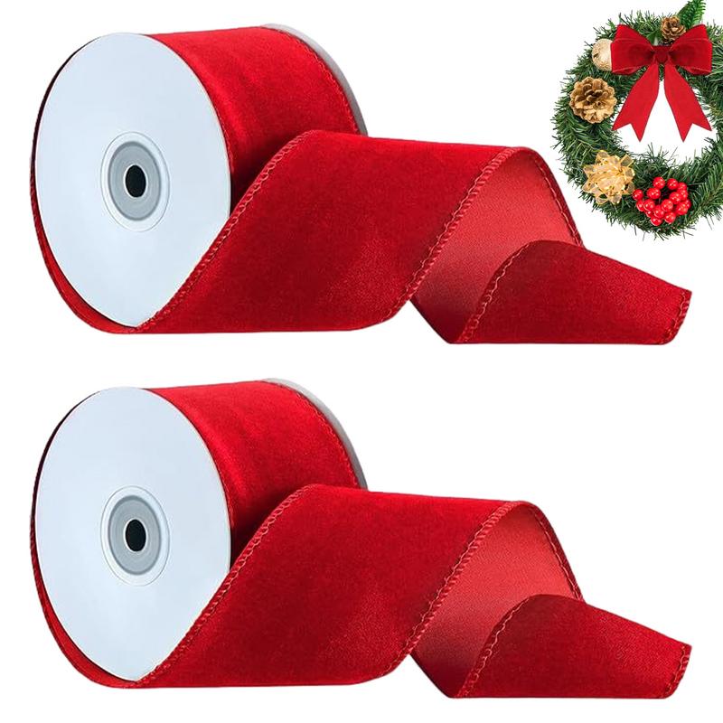 2 Rolls Packaging Wired Velvet - Velvet Ribbon Roll ulasan dan harga