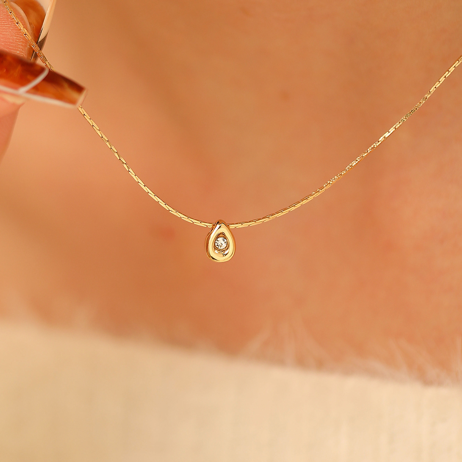 Simple Fashion Water Drop Smal - Pearl Trim Chain ulasan dan harga