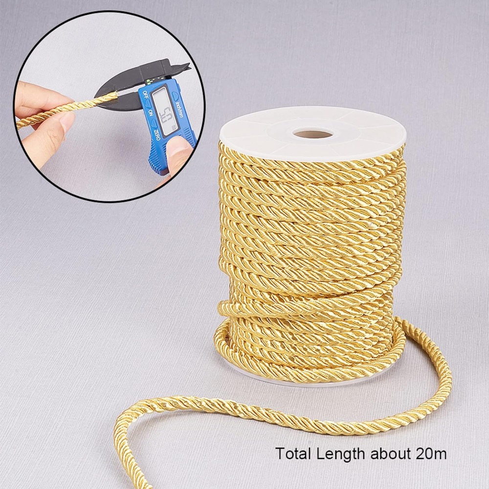 5mm 18 Yards Twisted Gold Rope - Cord Trim Twisted ulasan dan harga