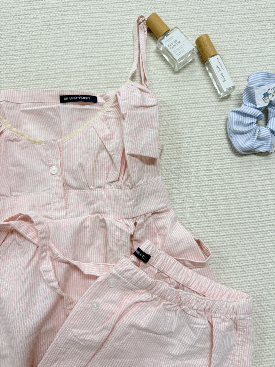 Pink Striped Lace Trim Tank Sh - Elastic Lace Trim ulasan dan harga