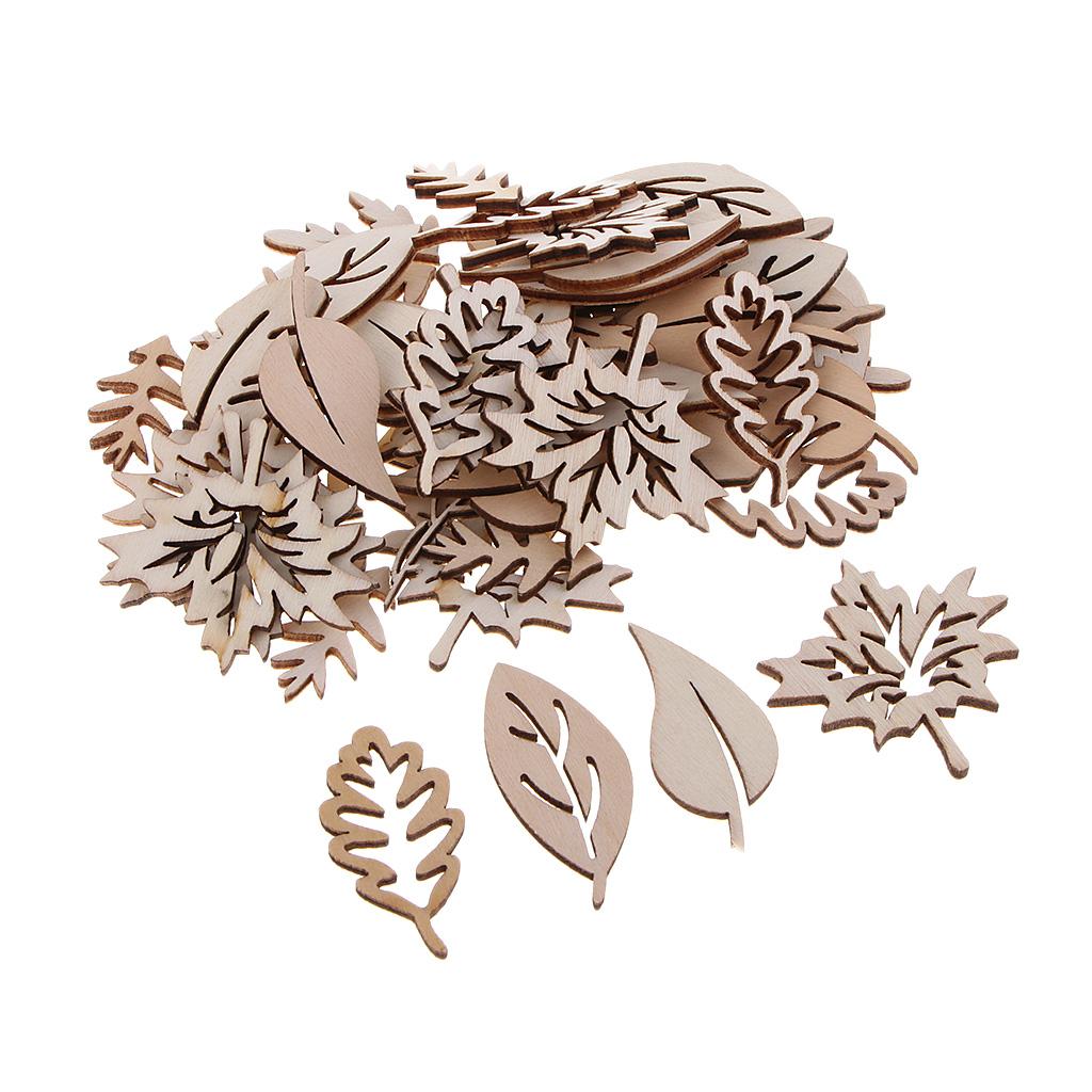 50 Pieces Wooden Leaves Embell - Christmas Craft Embellishment ulasan dan harga