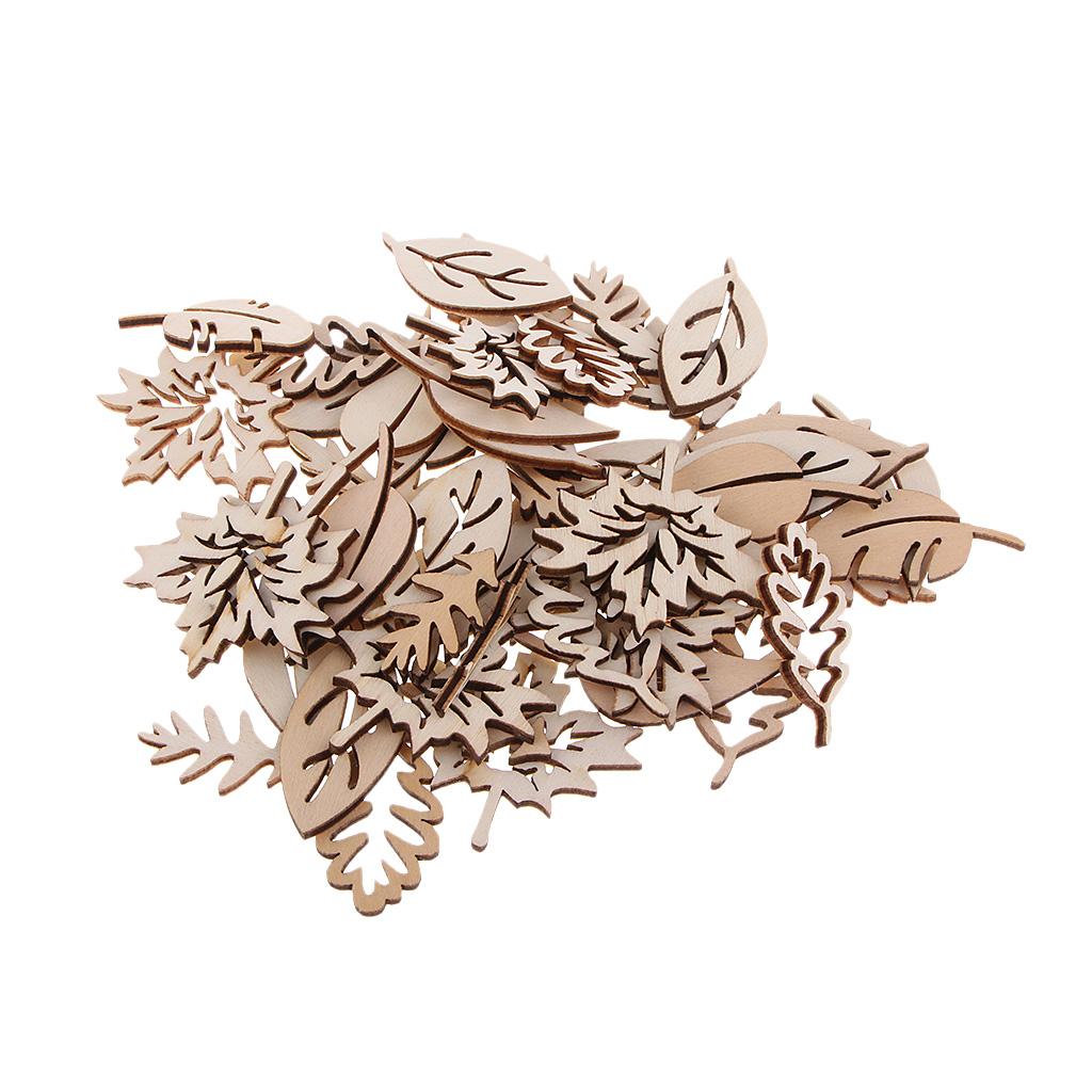 50 Pieces Wooden Leaves Embell - Christmas Craft Embellishment ulasan dan harga