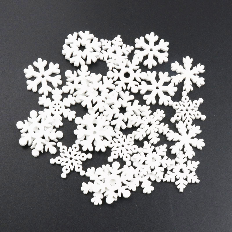 20Pcs Wooden Christmas Snowfla - Christmas Craft Embellishment ulasan dan harga
