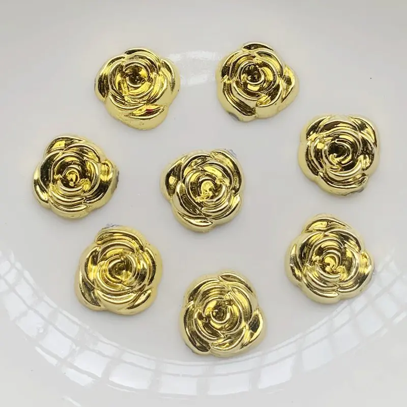 40pcs 14mm Gold Rose Flowers R - Embellishment Glue Craft ulasan dan harga