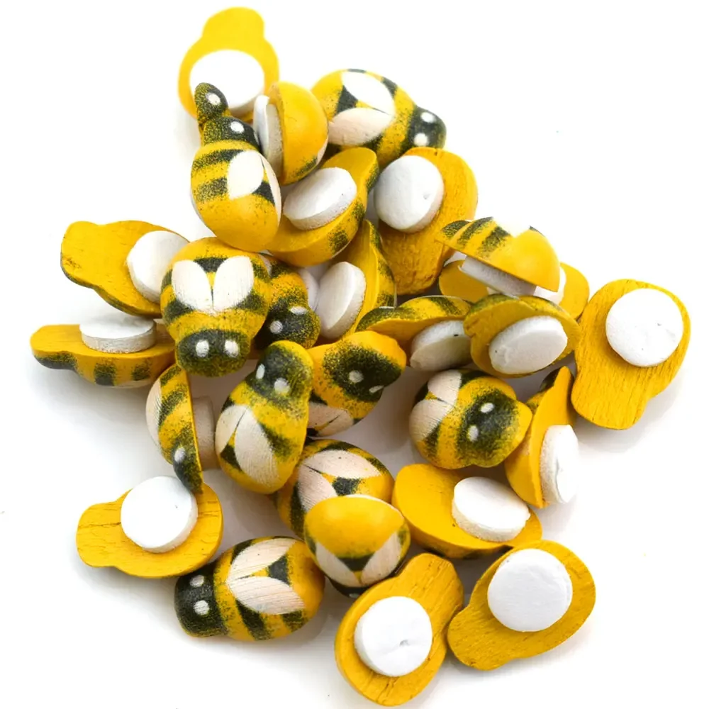 50pcs Yellow Wood Glue Buttons - Embellishment Glue Craft ulasan dan harga