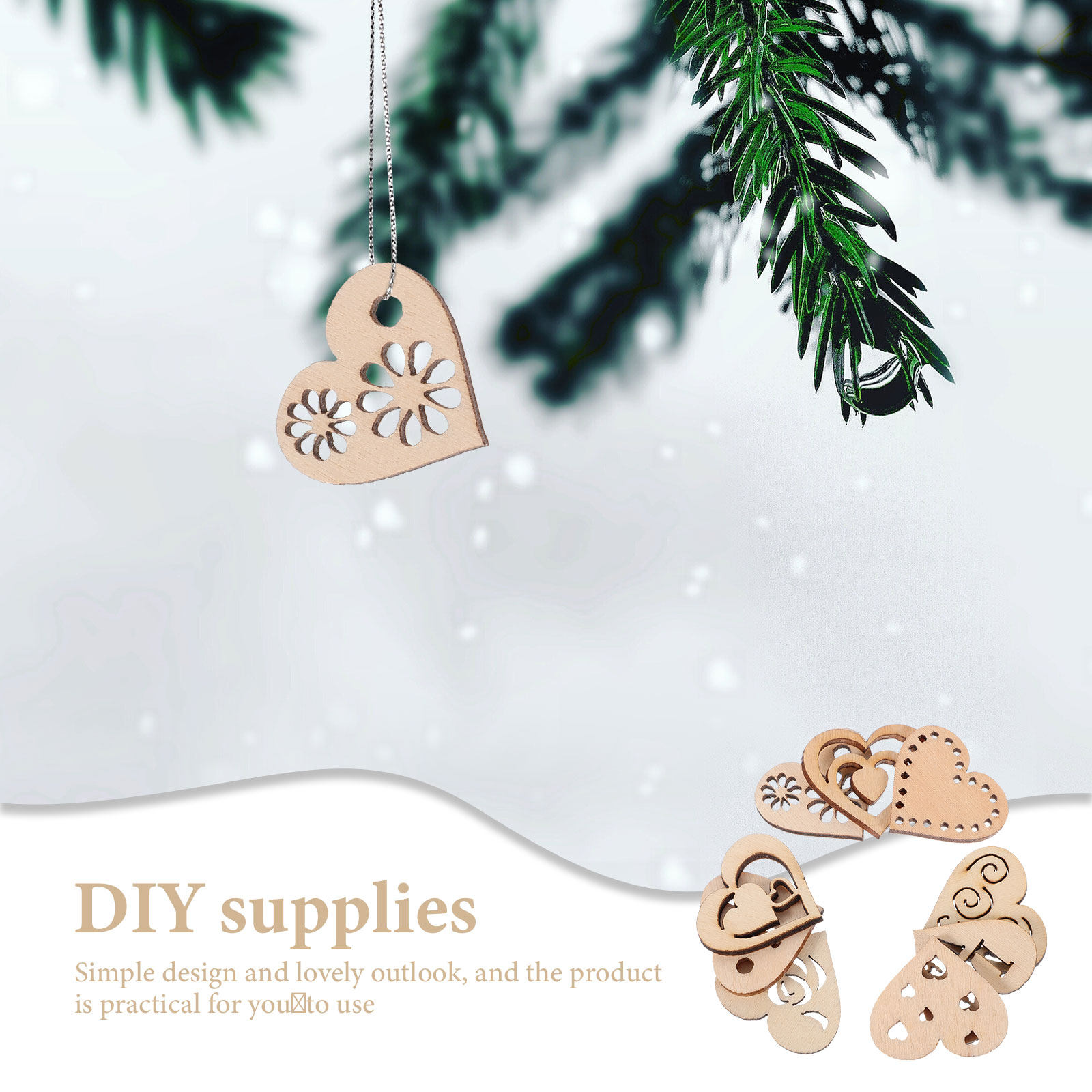 1Set Wooden Heart Slices Hangi - Christmas Craft Embellishment ulasan dan harga