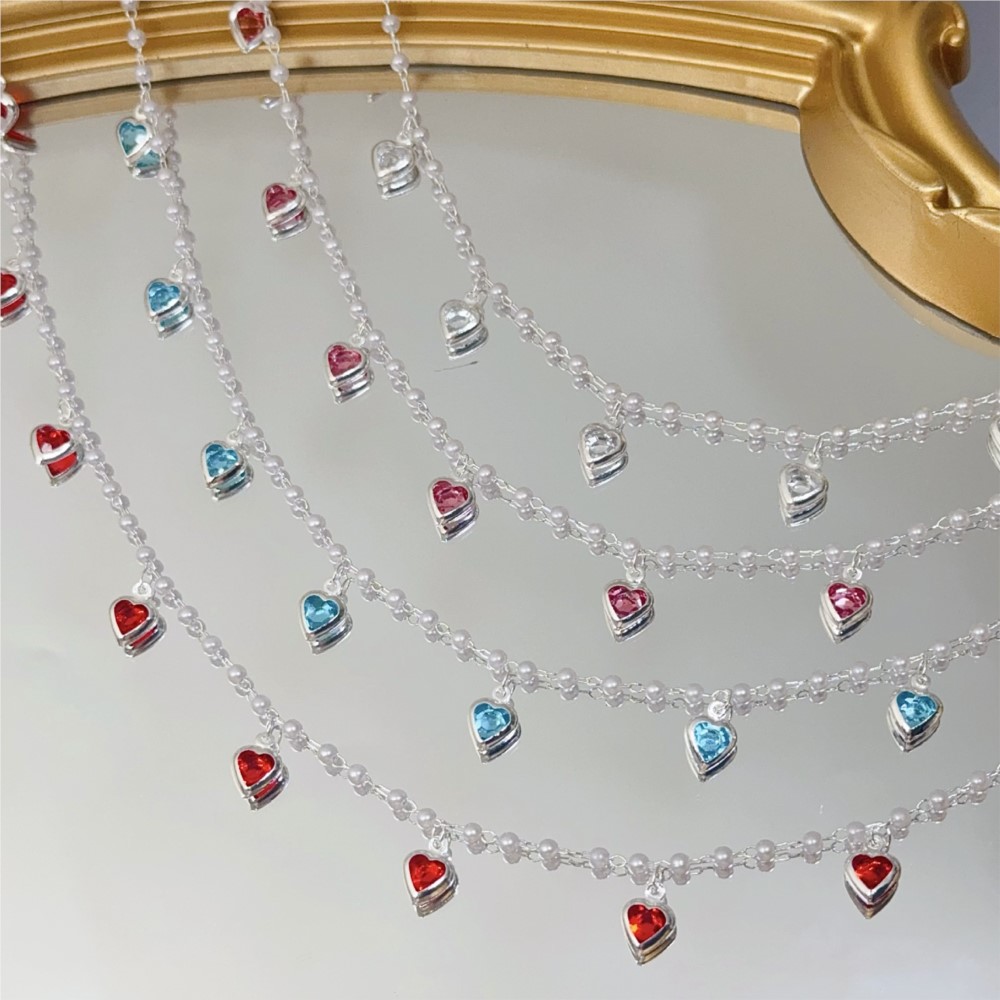 0.5Meter/1Meter Pink Crystal H - Pearl Trim Chain ulasan dan harga