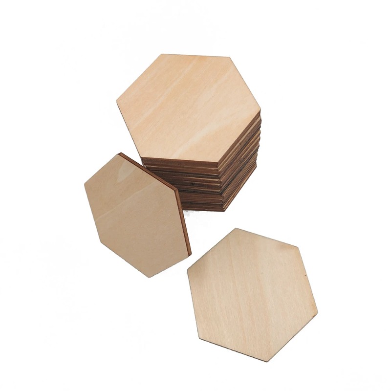 10-120mm Wooden Hexagon Blank  - Christmas Craft Embellishment ulasan dan harga