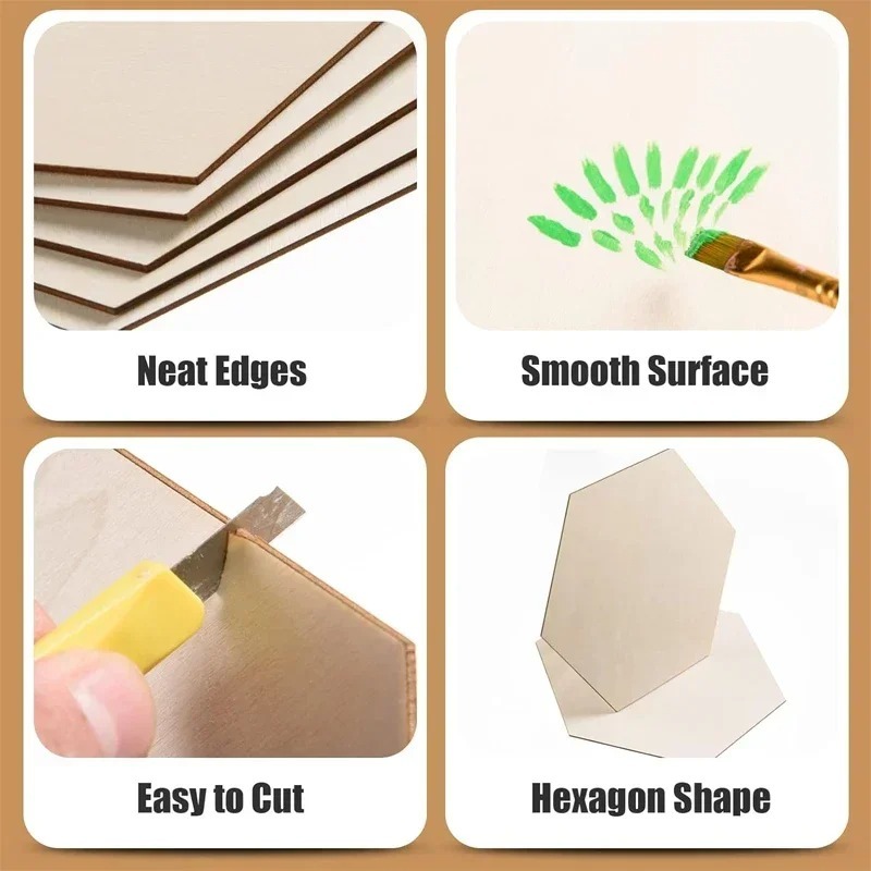 10-120mm Wooden Hexagon Blank  - Christmas Craft Embellishment ulasan dan harga