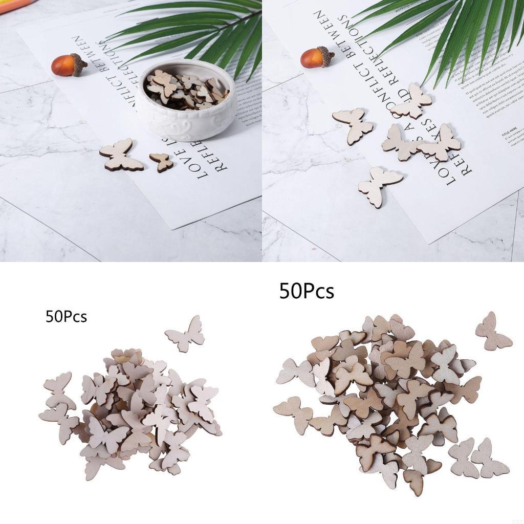 50 Pcs for Butterfly Wooden Sl - Christmas Craft Embellishment ulasan dan harga
