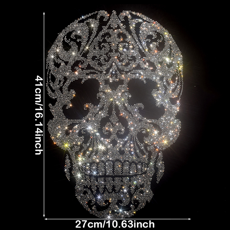Floral Skull Rhinestone Transf - Hotfix Rhinestone Sheet ulasan dan harga