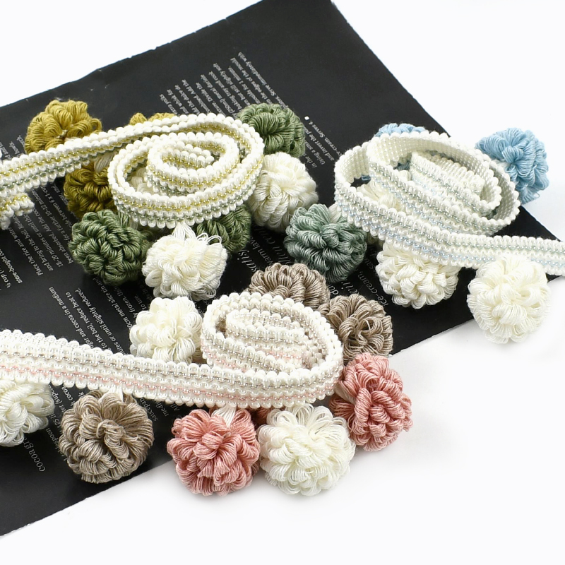 1-4Meters Color Ball Tassel Tr - Beaded Trim Fringe ulasan dan harga