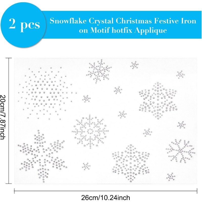 2 Sheet Snowflake Iron on Rhin - Hotfix Rhinestone Sheet ulasan dan harga